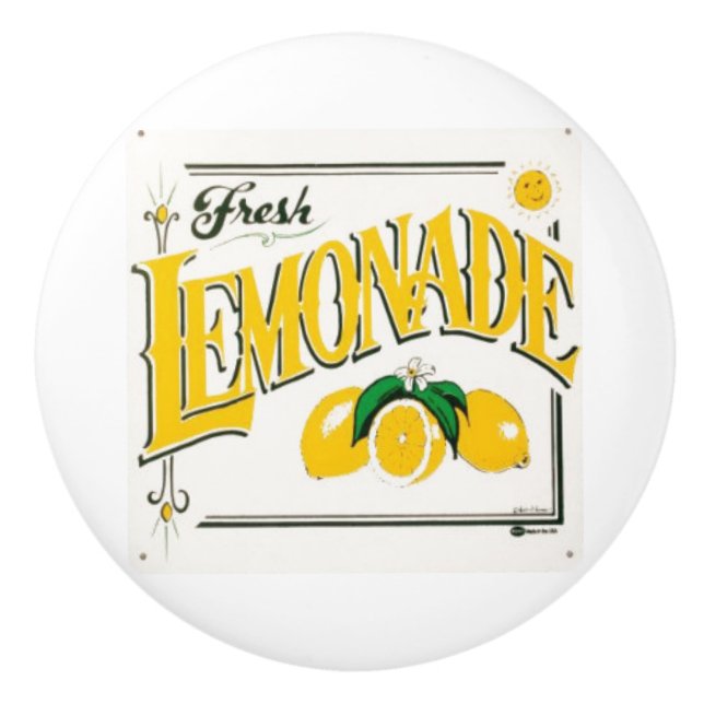 Vintage lemonade sign ceramic knob (Front)