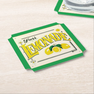 Vintage lemonade sign lemon summer fruit paper coa coaster