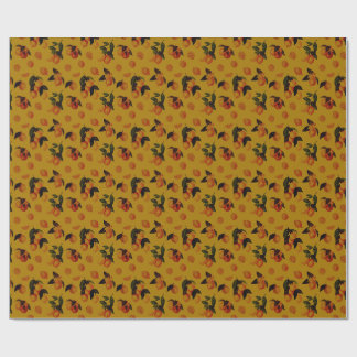 Vintage Lemons and Oranges on Warm Ocher Wrapping Paper