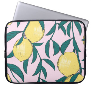 Vintage Lemons: Hand-Drawn Watercolor Pattern. Laptop Sleeve