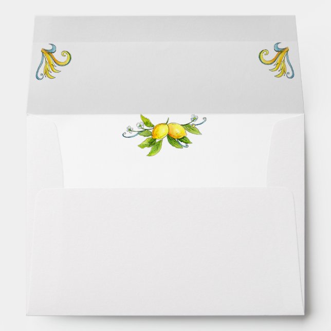 Vintage Lemons Wedding return address Envelope (Back (Bottom))