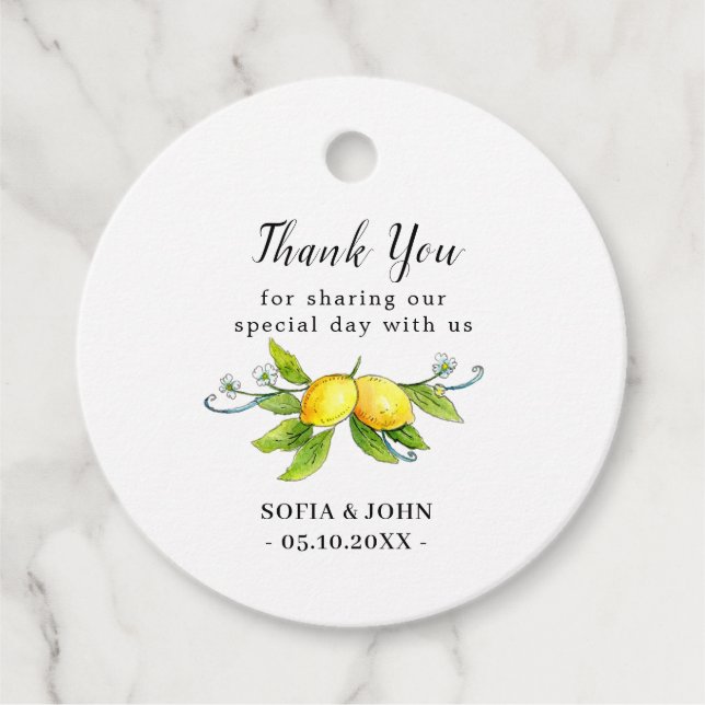 Vintage Lemons Wedding Thank you tags (Front)