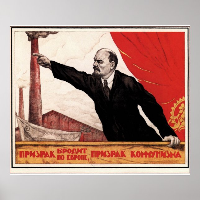 Vintage Lenin and Red Flag Poster (Front)