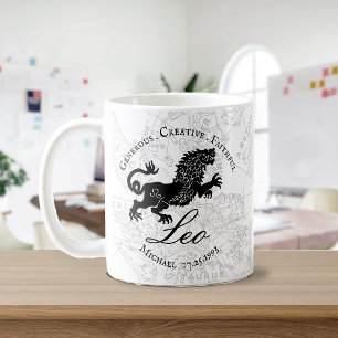 Vintage Leo Zodiac Sign Custom Black White Coffee Mug