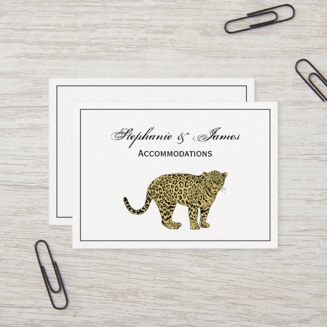 Vintage Leopard Cheetah Spotted Cat Drawing Business Card (Front/Back In Situ)