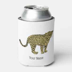 Vintage Leopard Cheetah Spotted Cat Drawing Can Cooler