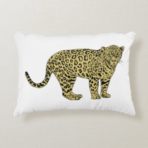 Vintage Leopard Cheetah Spotted Cat Drawing Decorative Cushion