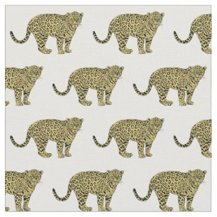 Vintage Leopard Cheetah Spotted Cat Drawing Fabric