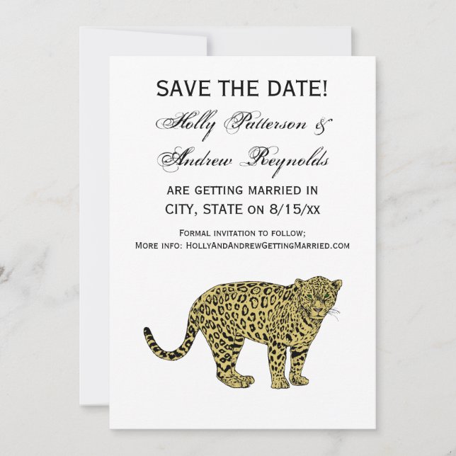 Vintage Leopard Cheetah Spotted Cat Drawing Invitation (Front)