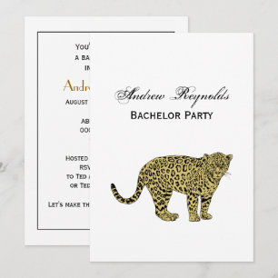 Vintage Leopard Cheetah Spotted Cat Drawing Invitation