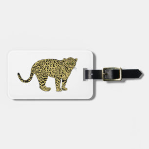 Vintage Leopard Cheetah Spotted Cat Drawing Luggage Tag