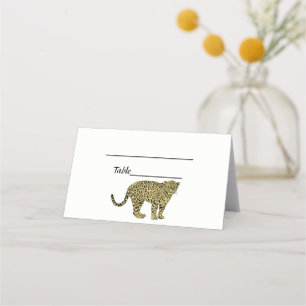 Vintage Leopard Cheetah Spotted Cat Drawing Place Card