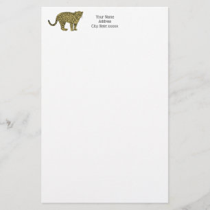 Vintage Leopard Cheetah Spotted Cat Drawing Stationery