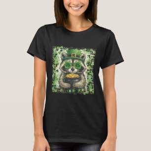 Vintage Leopard Funny St Patricks Day Racoon T-Shirt
