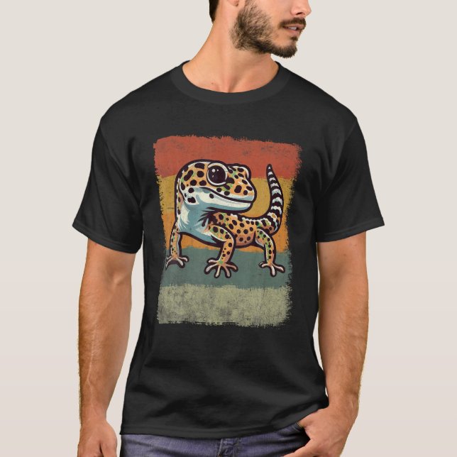Vintage Leopard Gecko TShirts Women Kids Boys Yout (Front)