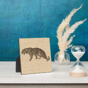 Vintage Leopard Illustration Tabletop Plaque