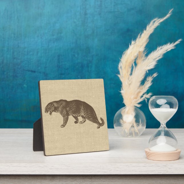 Vintage Leopard Illustration Tabletop Plaque (Insitu)