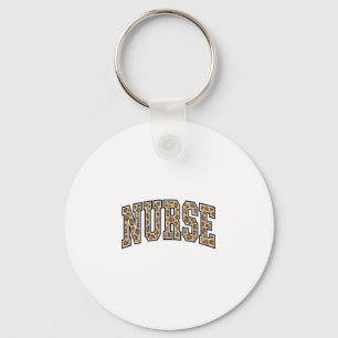 Vintage Leopard Nurse Varsity Shirt Design_1 Key Ring