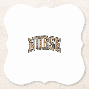 Vintage Leopard Nurse Varsity Shirt Design_1 Paper Coaster