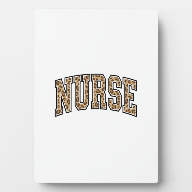 Vintage Leopard Nurse Varsity Shirt Design_1 Plaque (Front)