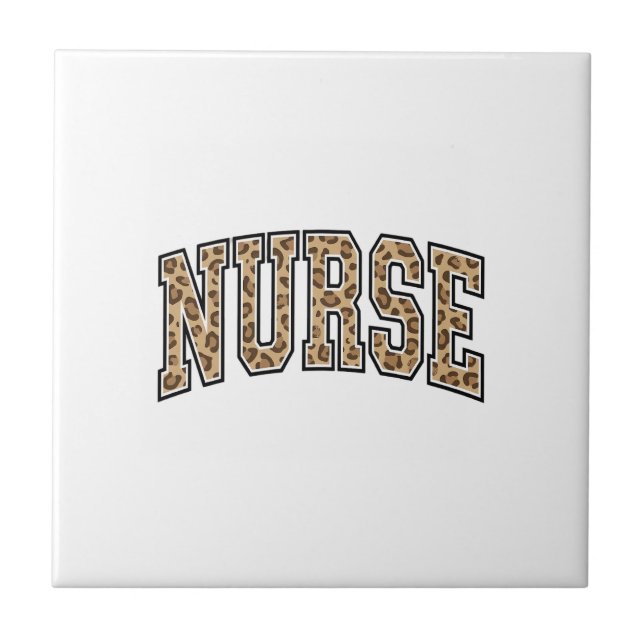 Vintage Leopard Nurse Varsity Shirt Design_1 Tile (Front)