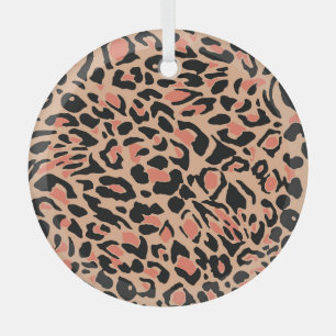 Vintage Leopard Pattern Design Glass Tree Decoration