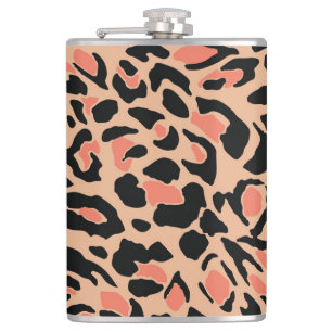 Vintage Leopard Pattern Design Hip Flask