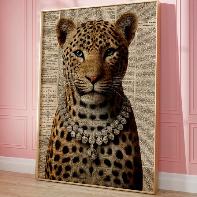 Vintage Leopard Portrait Wall Art | Glam Jungle (Creator Uploaded)
