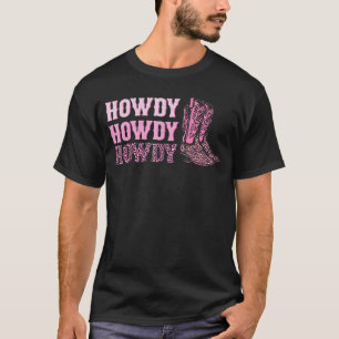 Vintage Leopard Print Howdy Western Cowgirl Boots T-Shirt