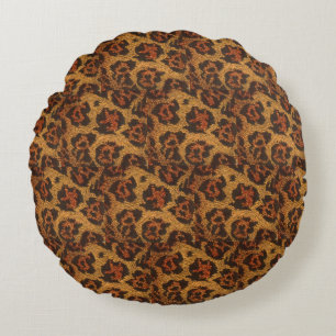 Vintage Leopard Print Round Cushion