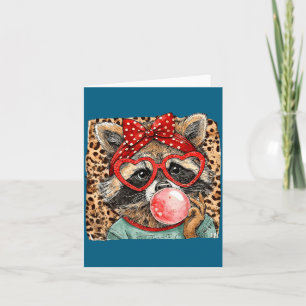 Vintage Leopard Racoon Bow Blowing Illustration Card