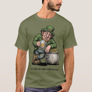 Vintage Leprechaun Beer & Pot of Gold Irish Folklo T-Shirt