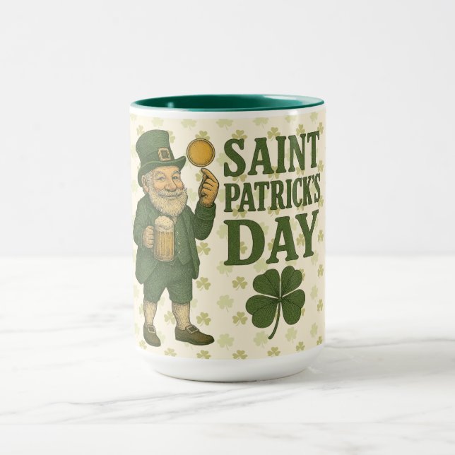 Vintage, leprechaun Saint Patrick's Day  Mug (Center)