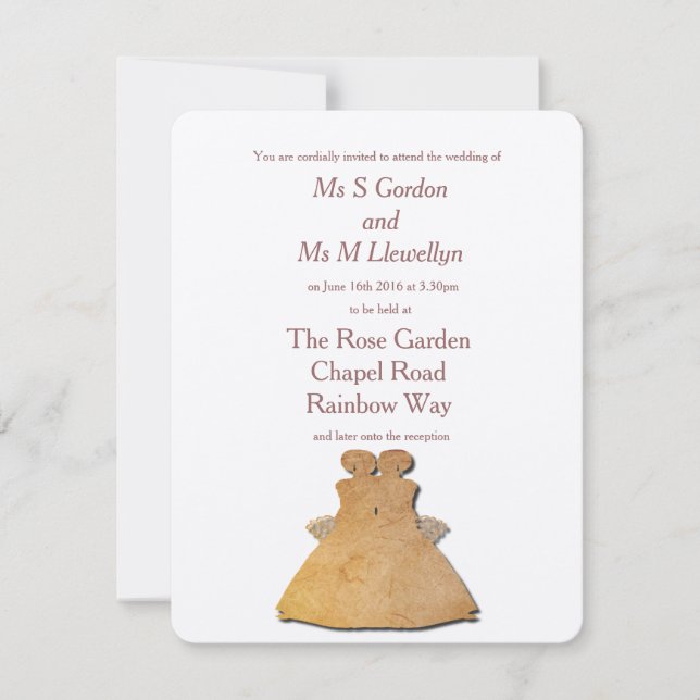 Vintage Lesbian Brides Wedding Invitation (Front)
