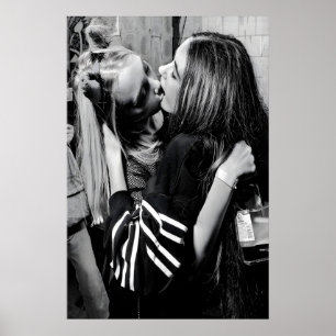 Vintage Lesbian Couple Print, Black and White Poster