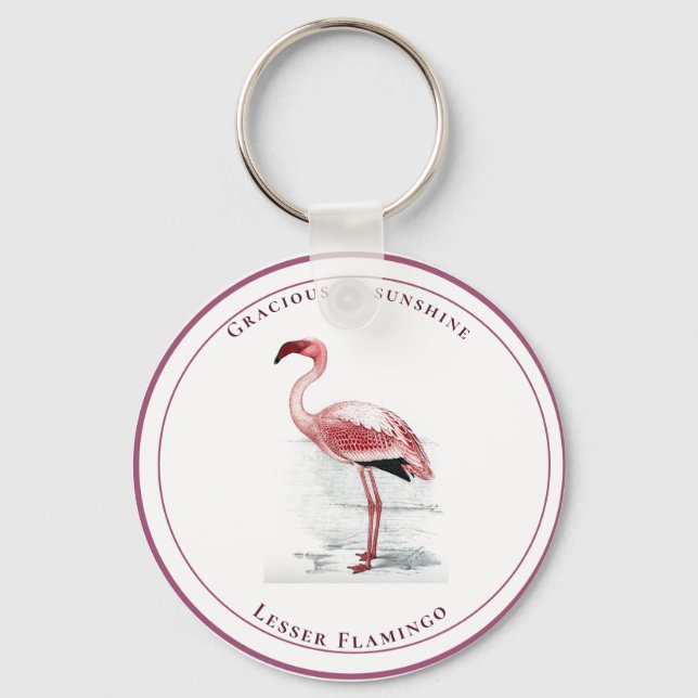 Vintage Lesser Flamingo Gracious as Sunshine Key Ring (Front)