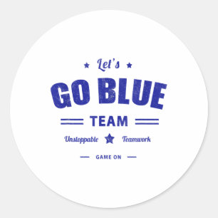 Vintage Lets Go Blue Competition War Game Team Sum Classic Round Sticker