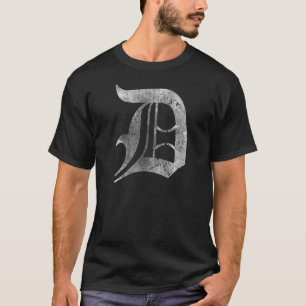 Vintage Letter D Detroit Michigan 313 white style  T-Shirt