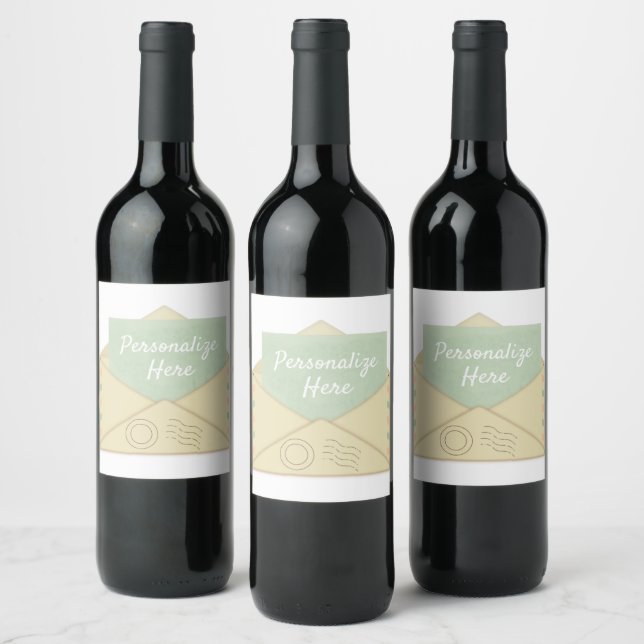 Vintage letter envelope mail announcement wine label (Bottles)