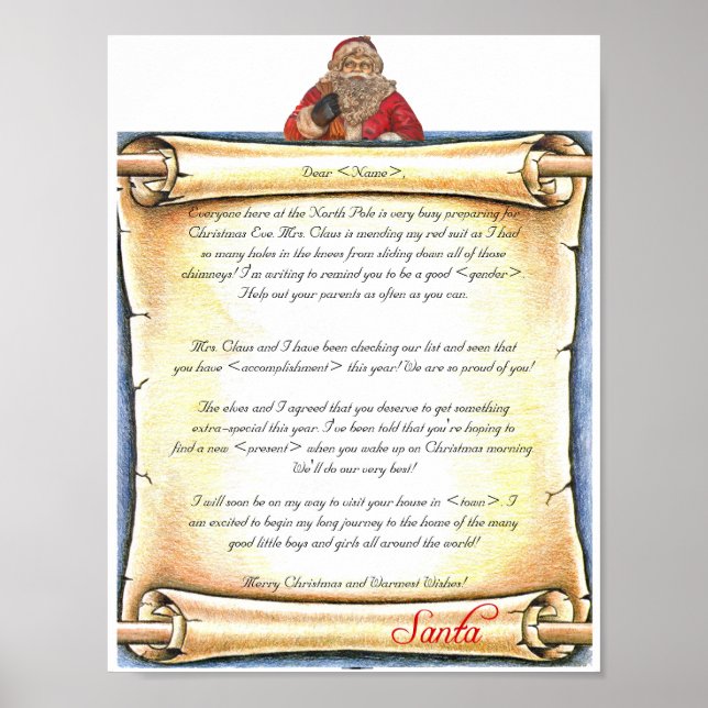 Vintage Letter from Santa Poster (Front)