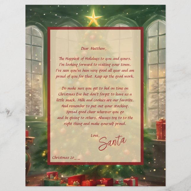 Vintage Letter from Santa with Christmas Tree (Front)