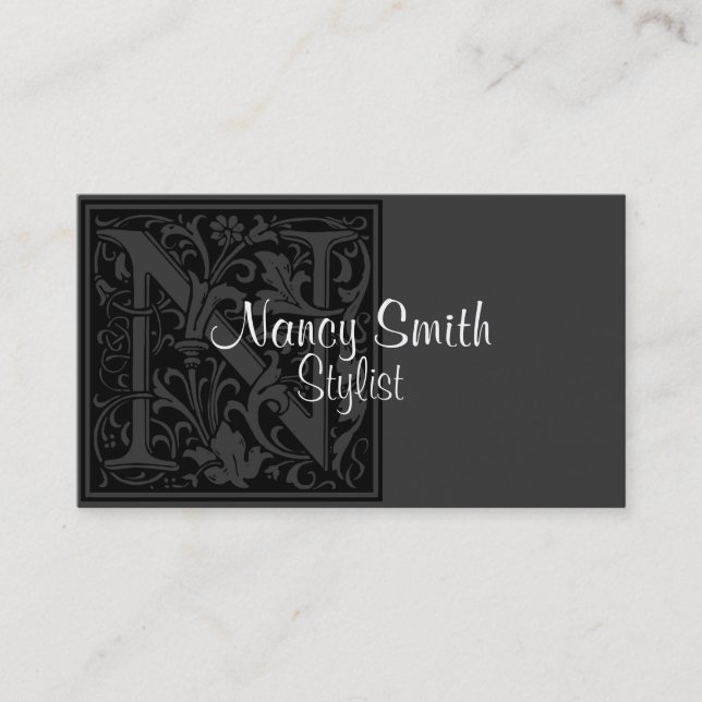 Vintage Letter "N" Business Card (Front)