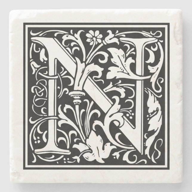 Vintage Letter "N" Stone Coaster (Front)