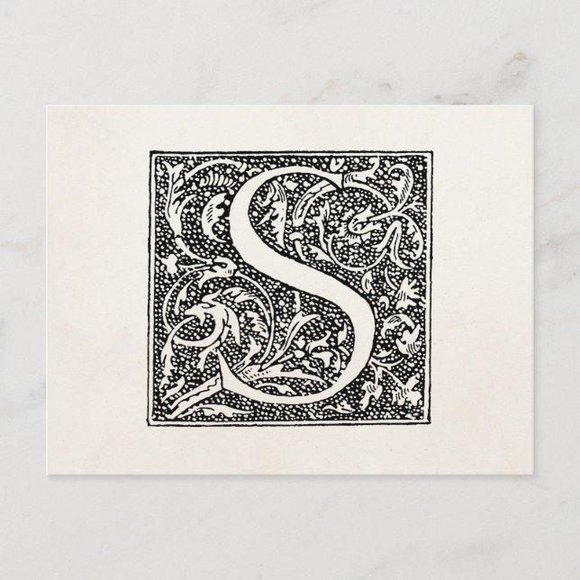 Vintage Letter S Monogram Parchment "S" Initials Postcard (Front)