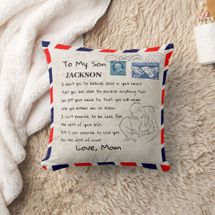 Vintage Letter To My Son Throw Pillow