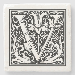 Vintage Letter "V" Stone Coaster