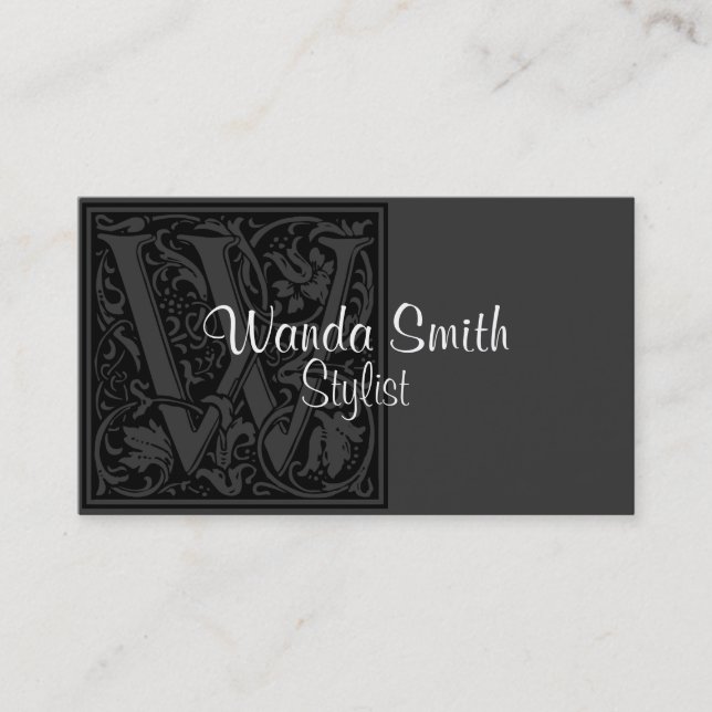 Vintage Letter "W" Business Card (Front)