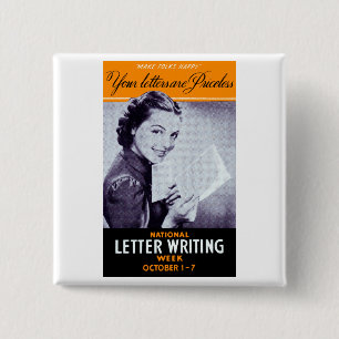 Vintage Letter Writing 15 Cm Square Badge