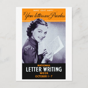 Vintage Letter Writing Postcard
