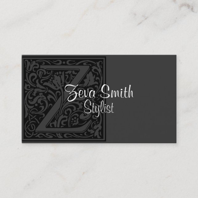 Vintage Letter "Z" Business Card (Front)